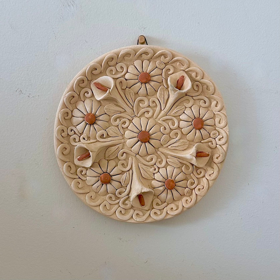 Natural Round Clay Floral Wall Art