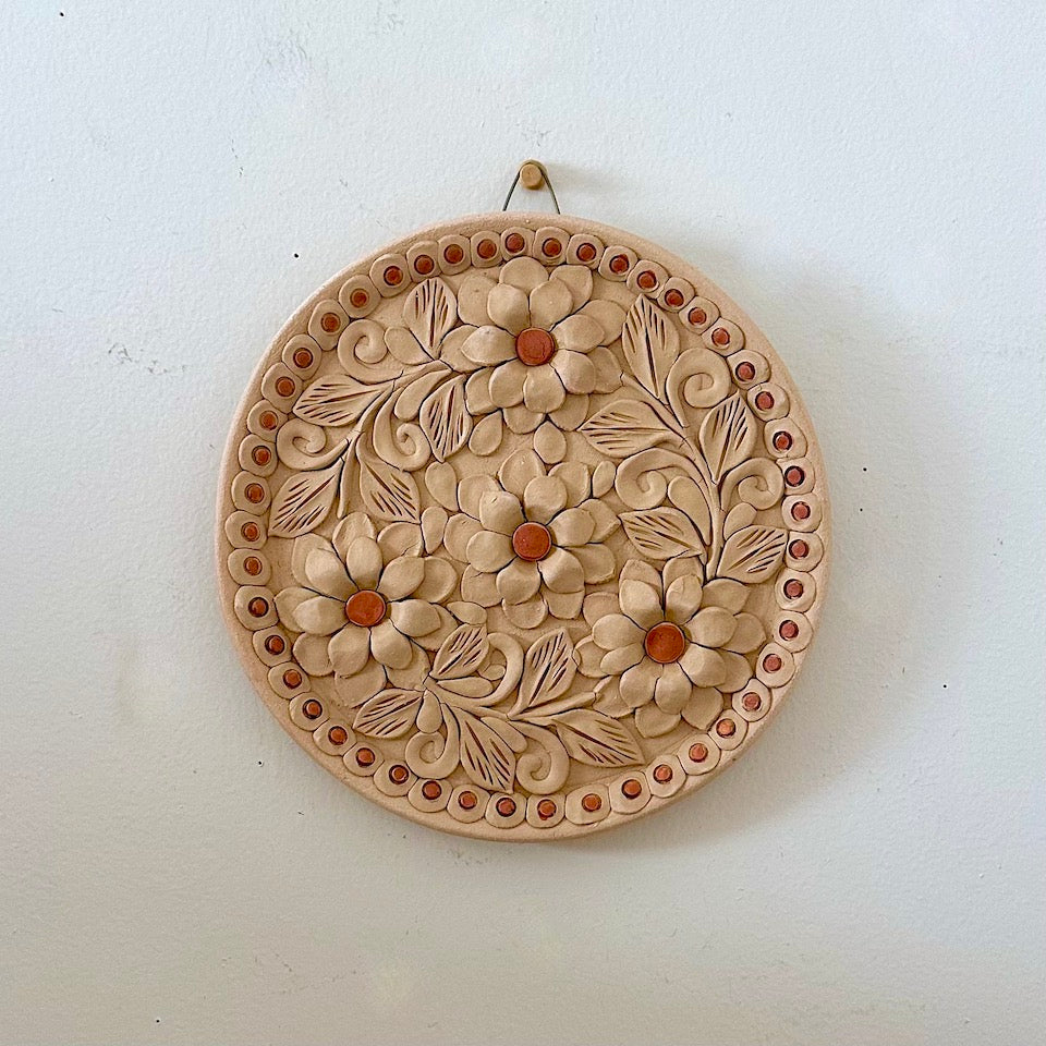 Natural Round Clay Floral Wall Art