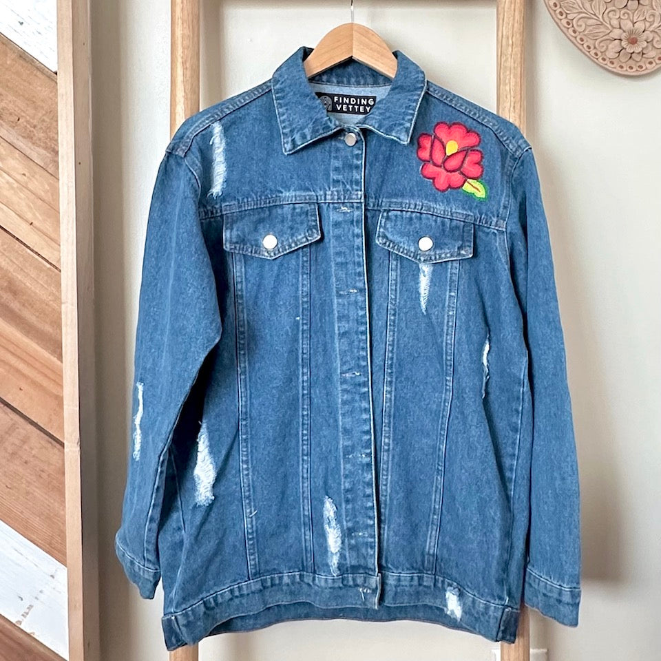 Extra Large Flores Itsmeñas Denim Jacket