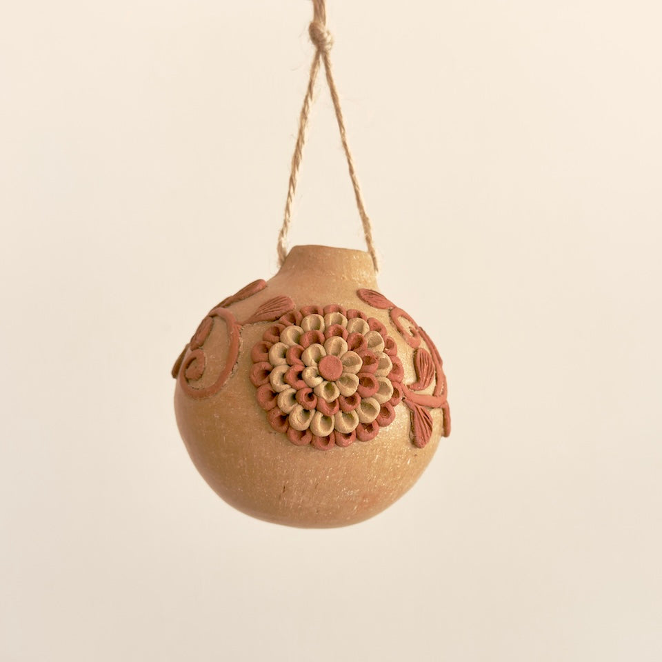 Natural Embroidered Clay Ornaments