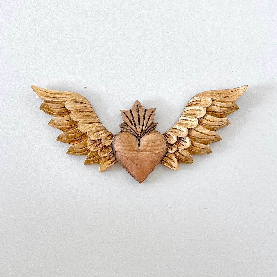 Extra Long Wooden Heart with Wings