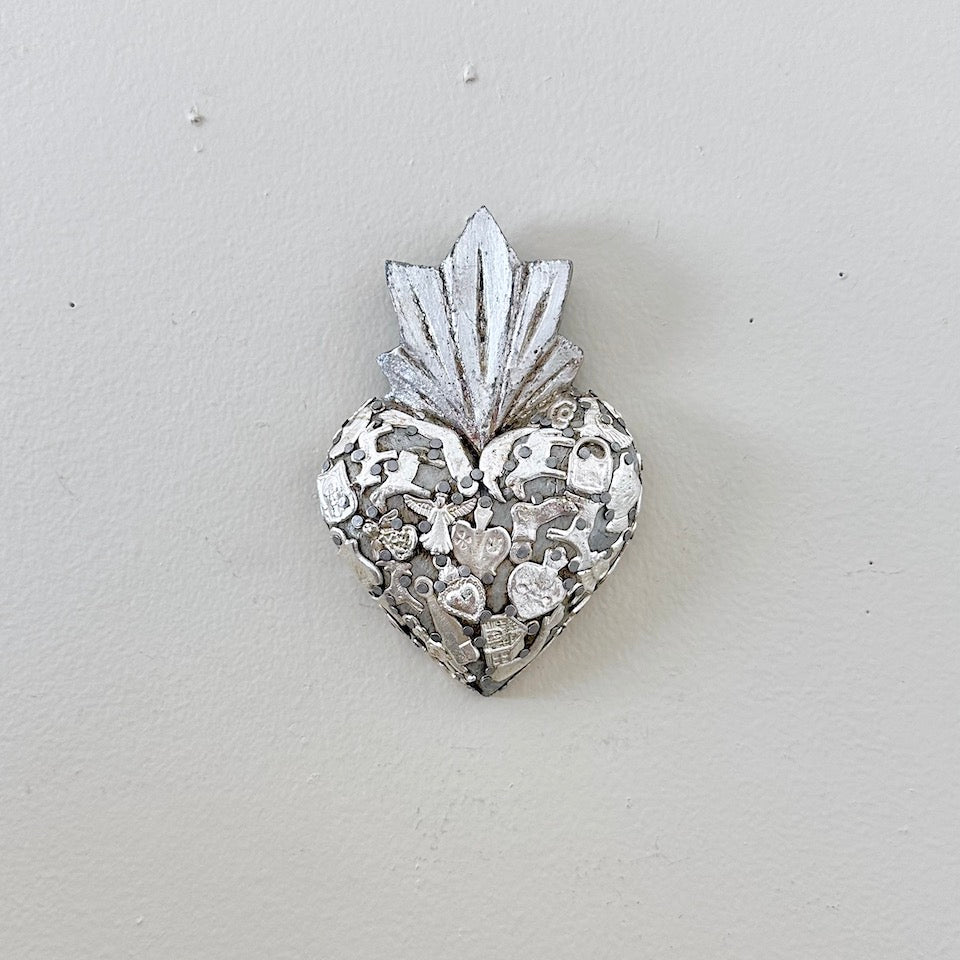 Medium Milagro Silver Leaf Sacred Hearts