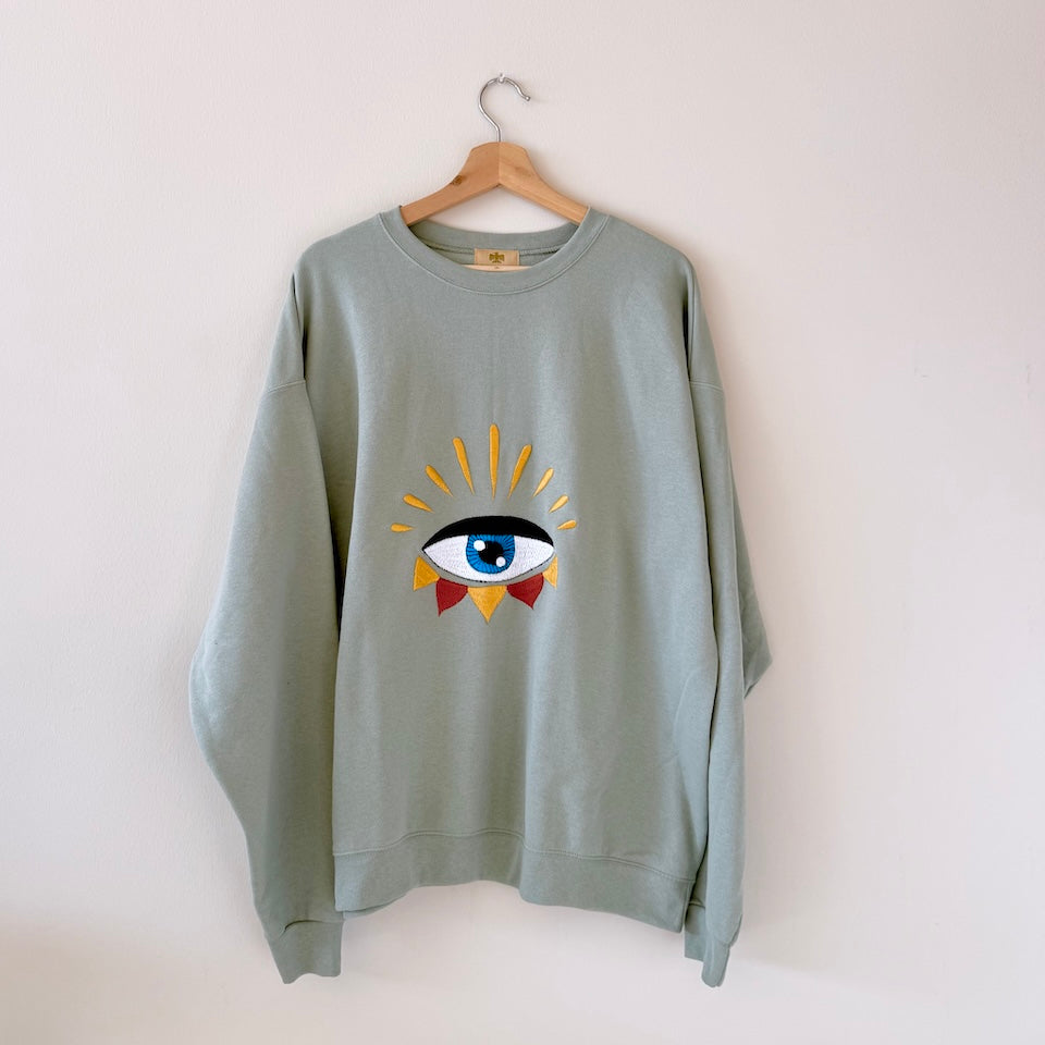 Light Green Embroidered Pullover Sweater