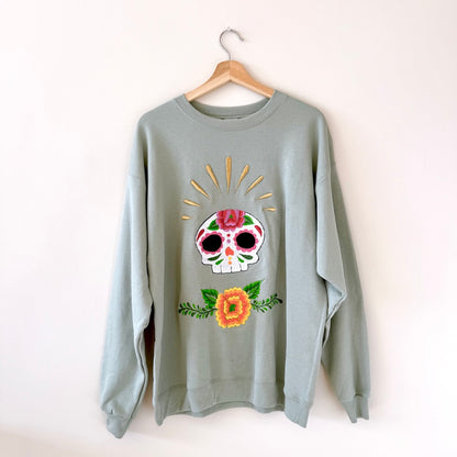 Light Green Embroidered Pullover Sweater