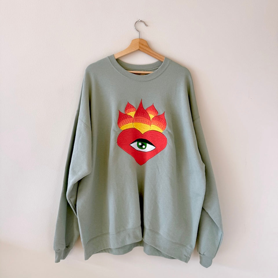 Light Green Embroidered Pullover Sweater