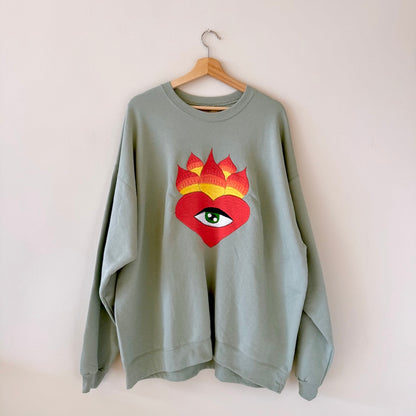 Light Green Embroidered Pullover Sweater