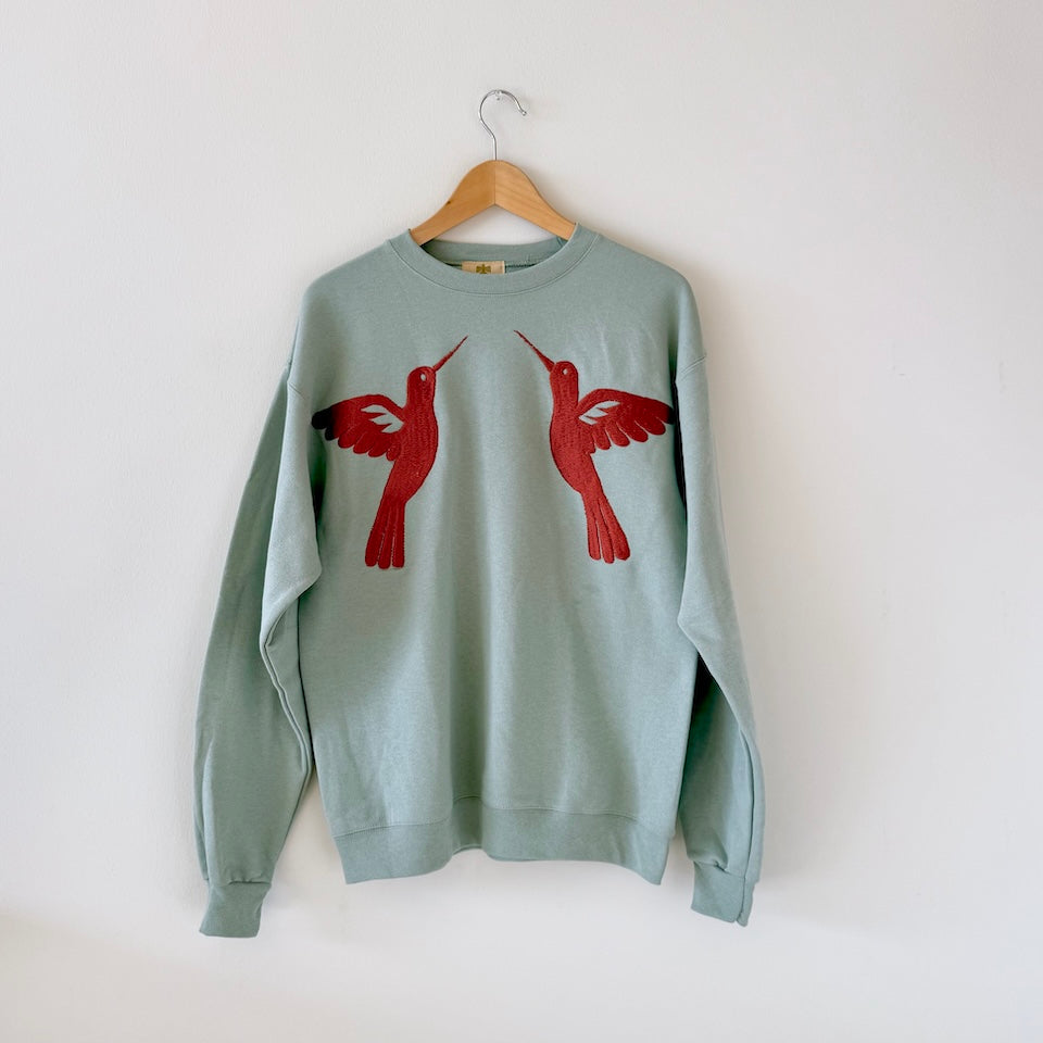 Light Green Embroidered Pullover Sweater