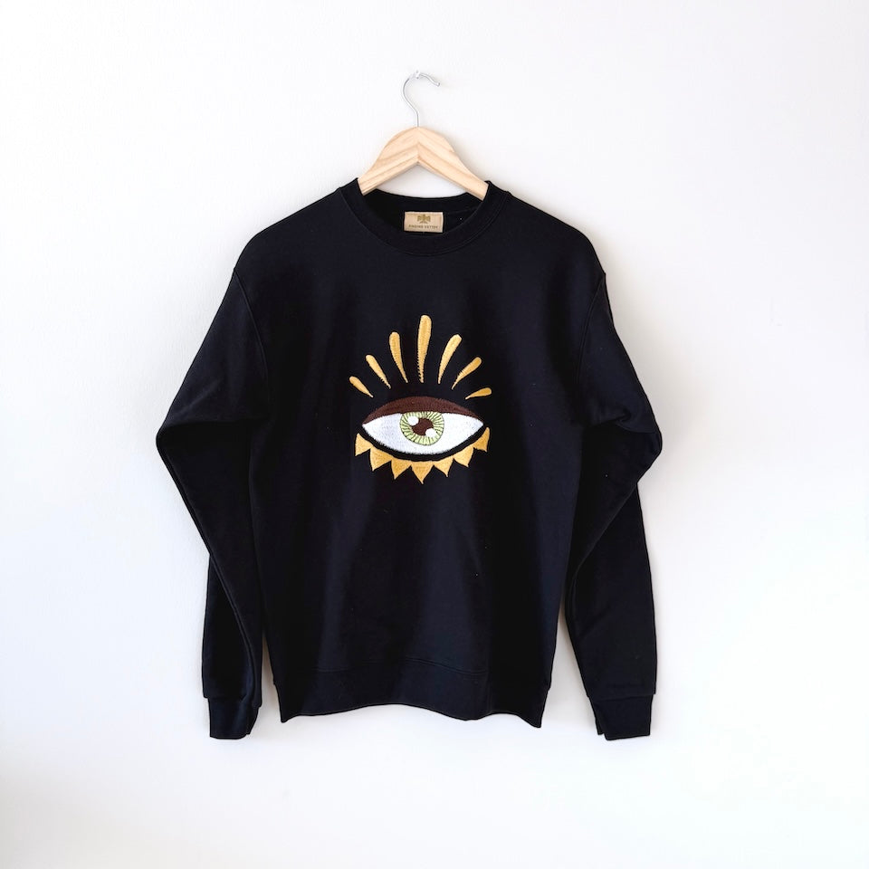 Black Embroidered Pullover Sweater