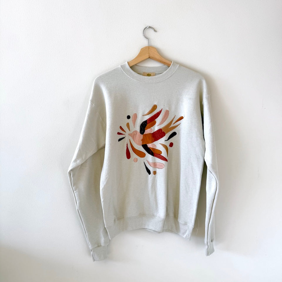 Cream Embroidered Pullover Sweater
