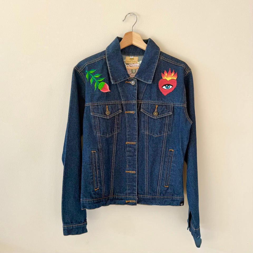 Small Dark Denim Lucha Libre Embroidered Jacket