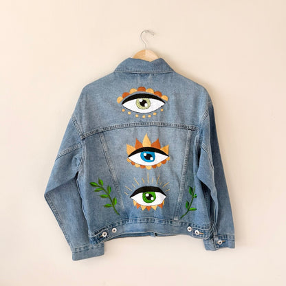 Small Light Denim Tres Ojos Embroidered Jacket