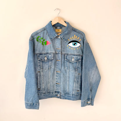 Small Light Denim Tres Ojos Embroidered Jacket