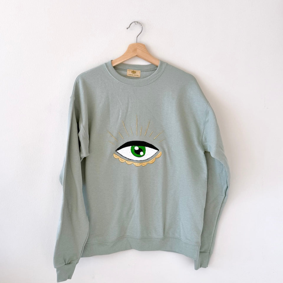 Light Green Embroidered Pullover Sweater