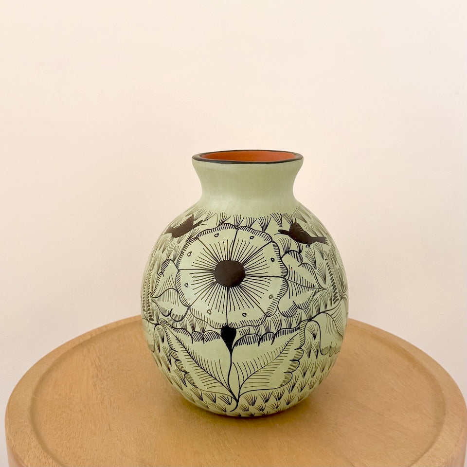 Medium Light Green Oval Huancinto Flower Vase