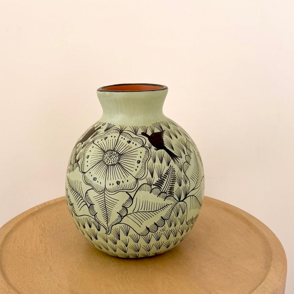 Medium Light Green Oval Huancinto Flower Vase