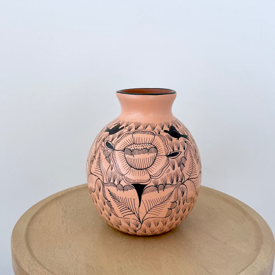 Medium Light Brown Oval Huancinto Flower Vase