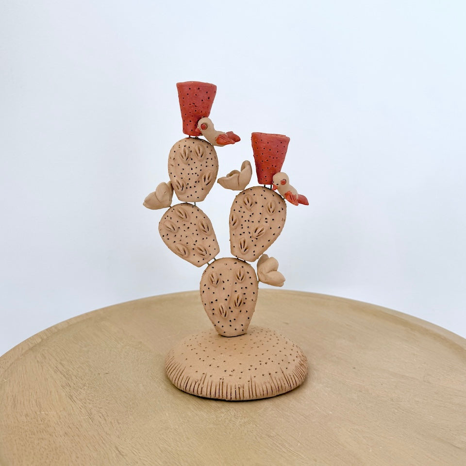 Nopalitos de Barro Candle Holders