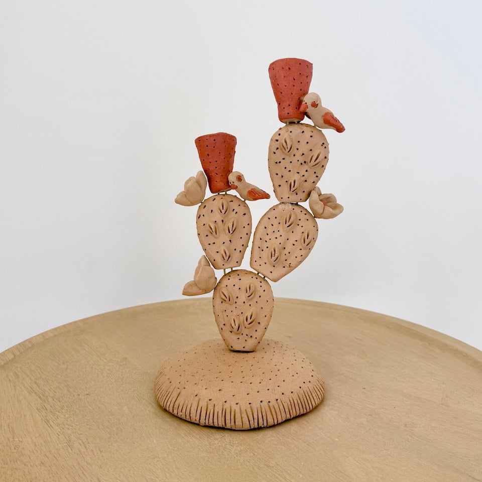 Nopalitos de Barro Candle Holders
