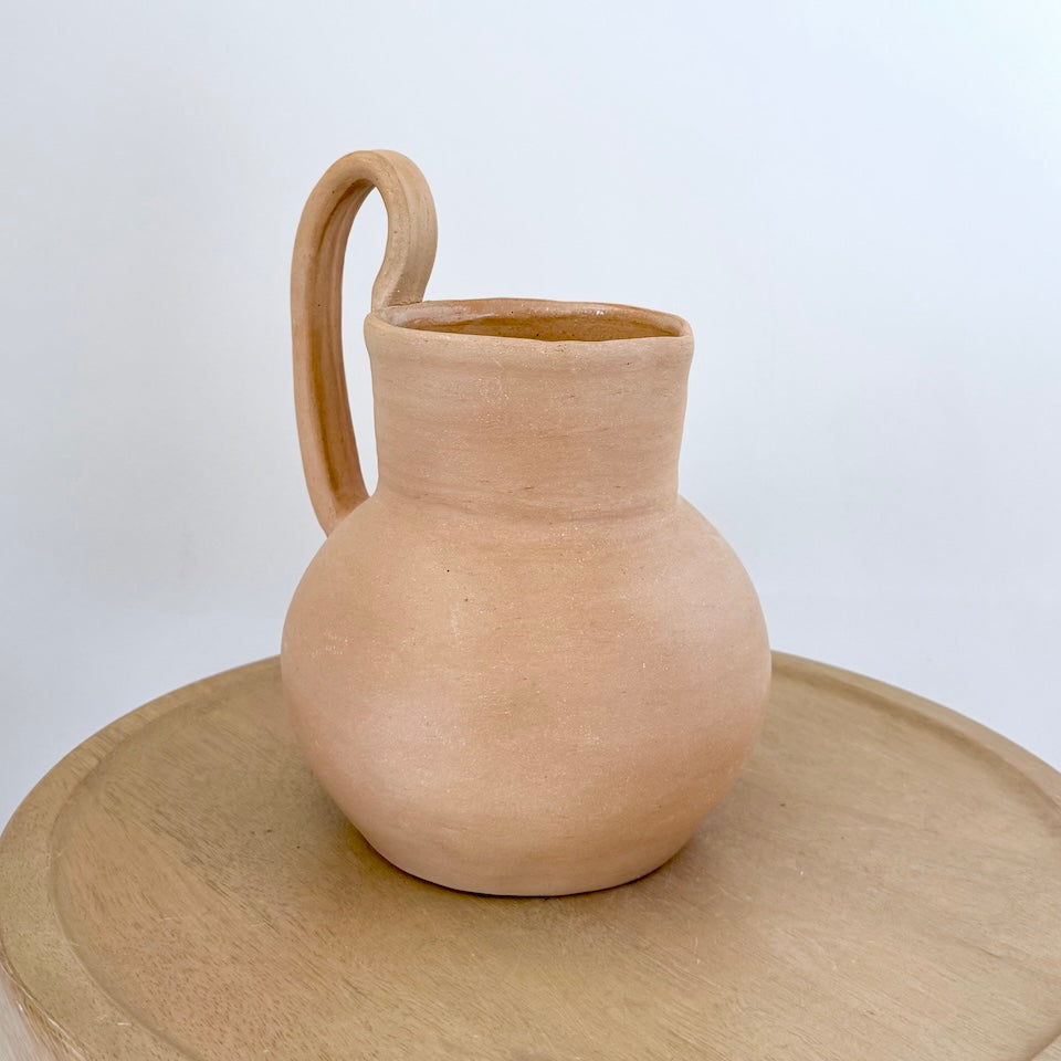 Natural Long Handle Clay Pitcher