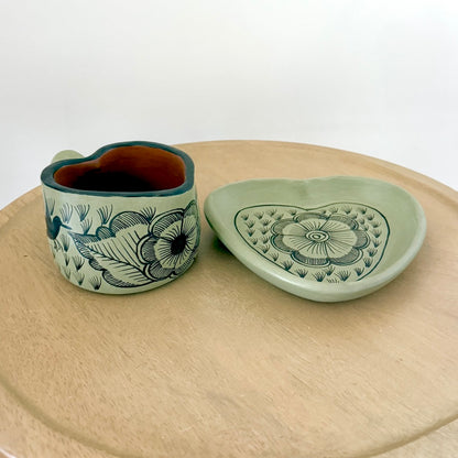 Light Green Heart Cup and Plate Set