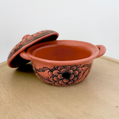 Terracotta Red Floral Casuelita