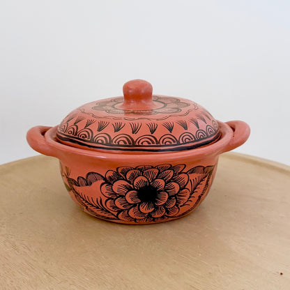 Terracotta Red Floral Casuelita