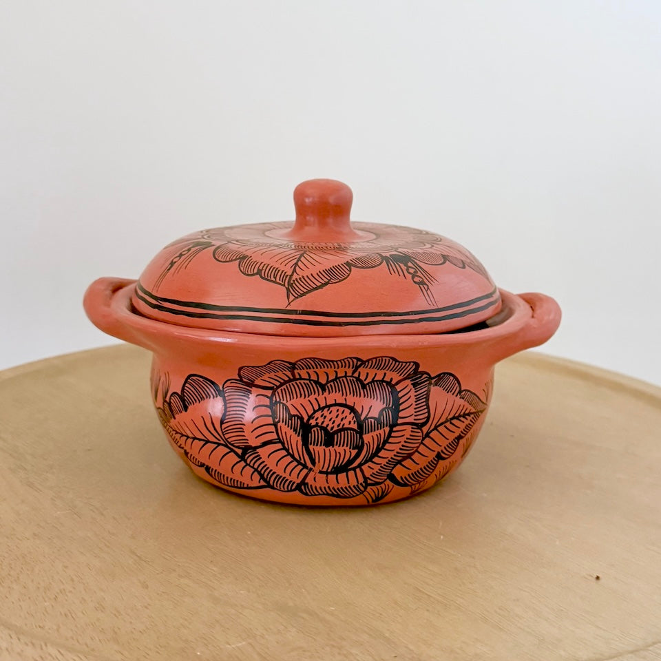 Terracotta Red Floral Casuelita