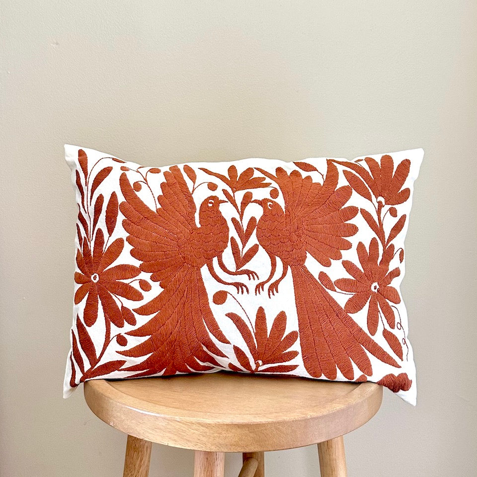 Terracotta Rectangle Otomi Pillow