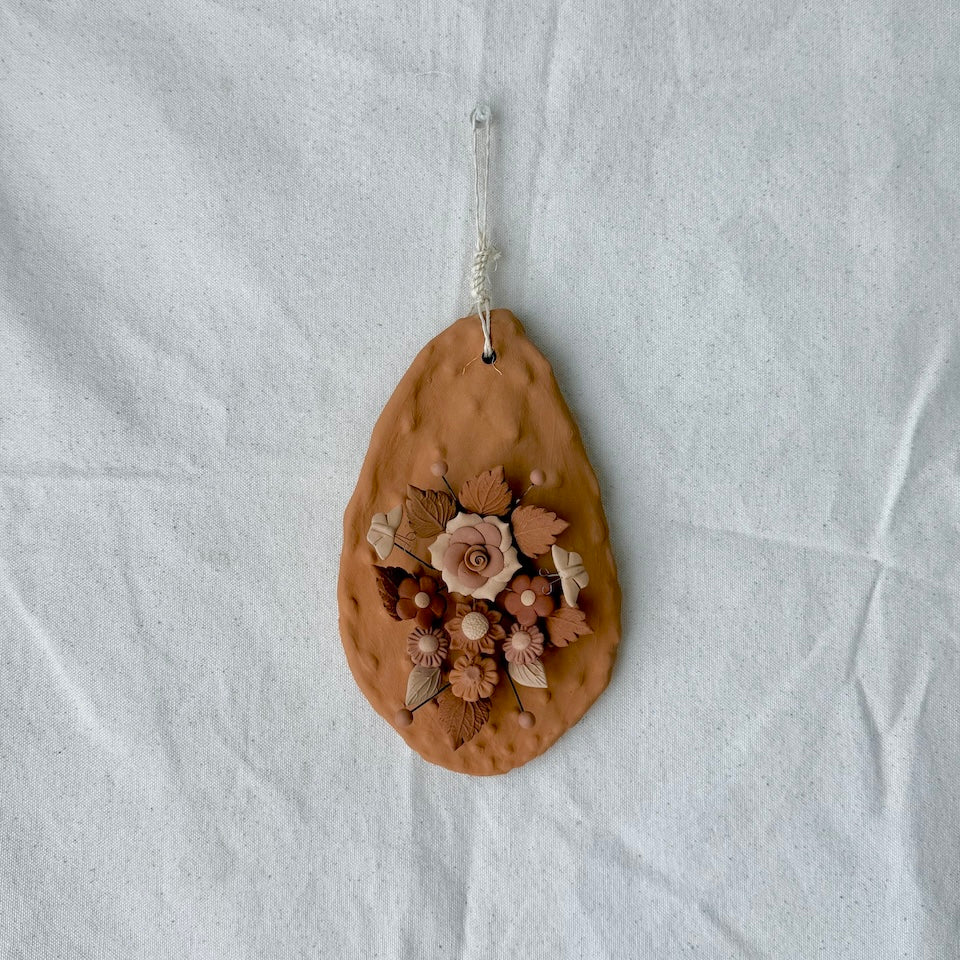 Metepec Medium Burnt Orange Floral Nopalitos