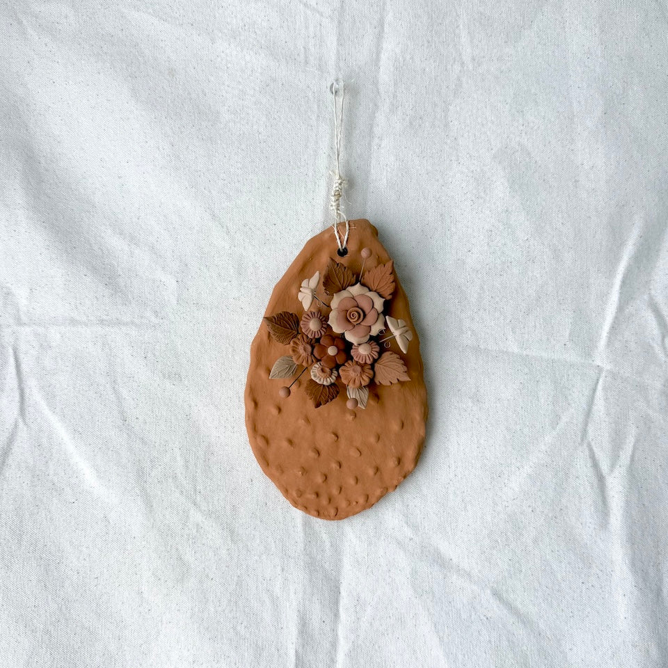 Metepec Medium Burnt Orange Floral Nopalitos