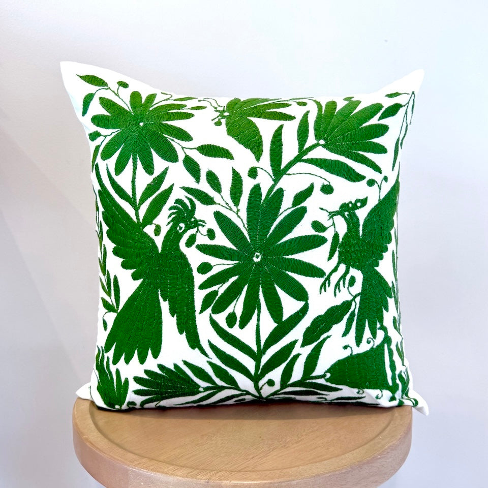 Dark Green Otomi Square Pillow Cover