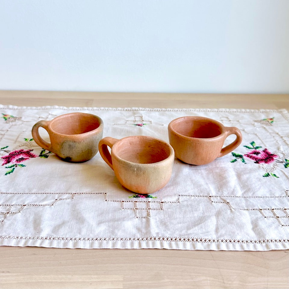 Set of Three Small Barro Brunido Cup Mezcaleros