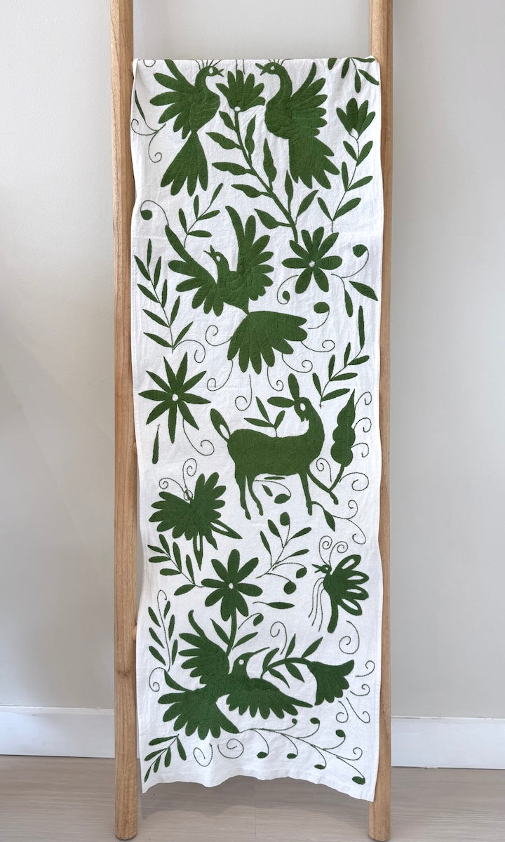 Dark Green Otomi Table Runner