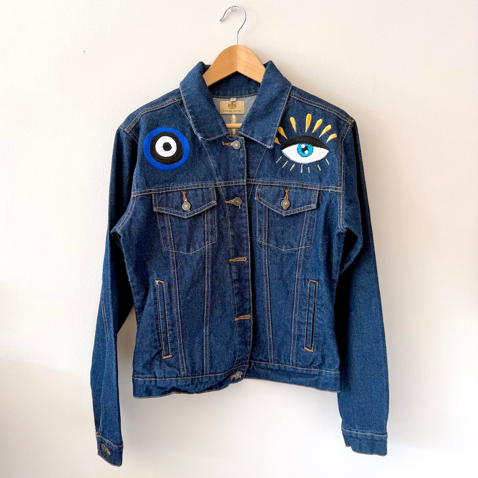 Small Dark Denim Ojo Embroidered Jacket
