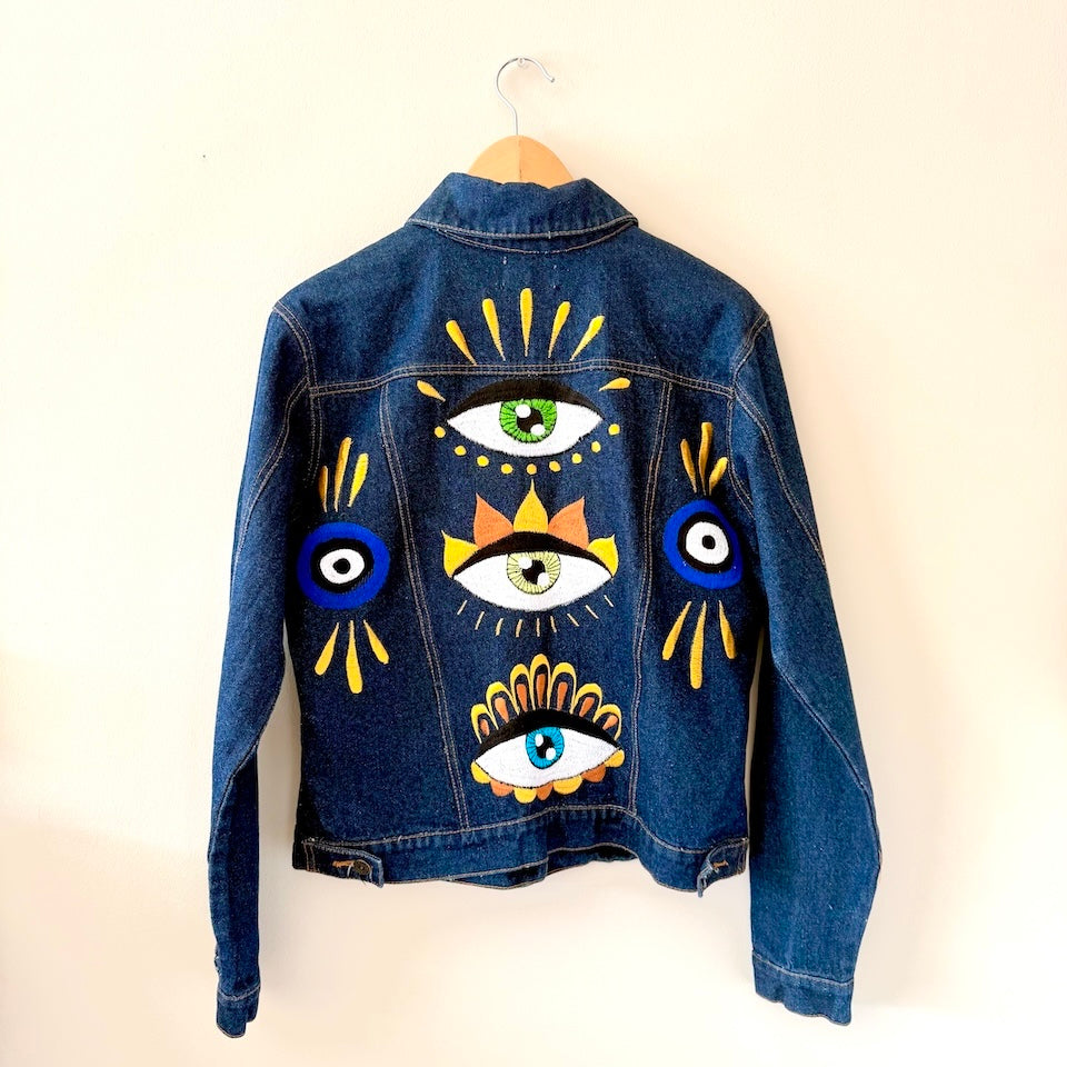 Small Dark Denim Ojo Embroidered Jacket