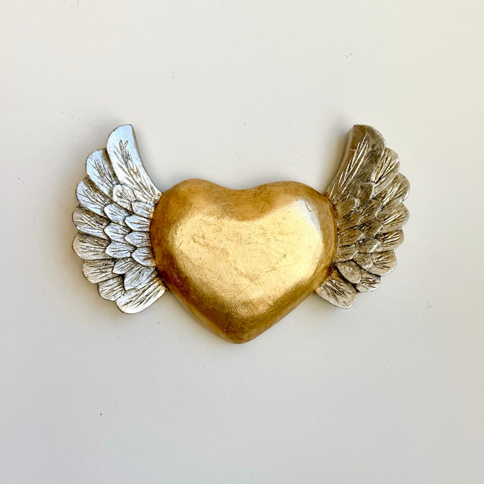 Large Gold Chunky Heart with Wings