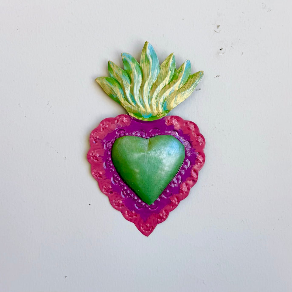 Pink &amp; Green Tin Heart