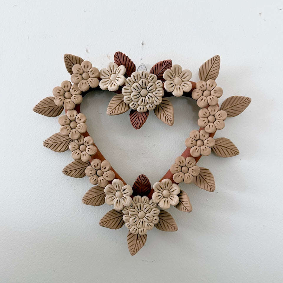 Gaytan Heart Shaped Flower Clay Wreath
