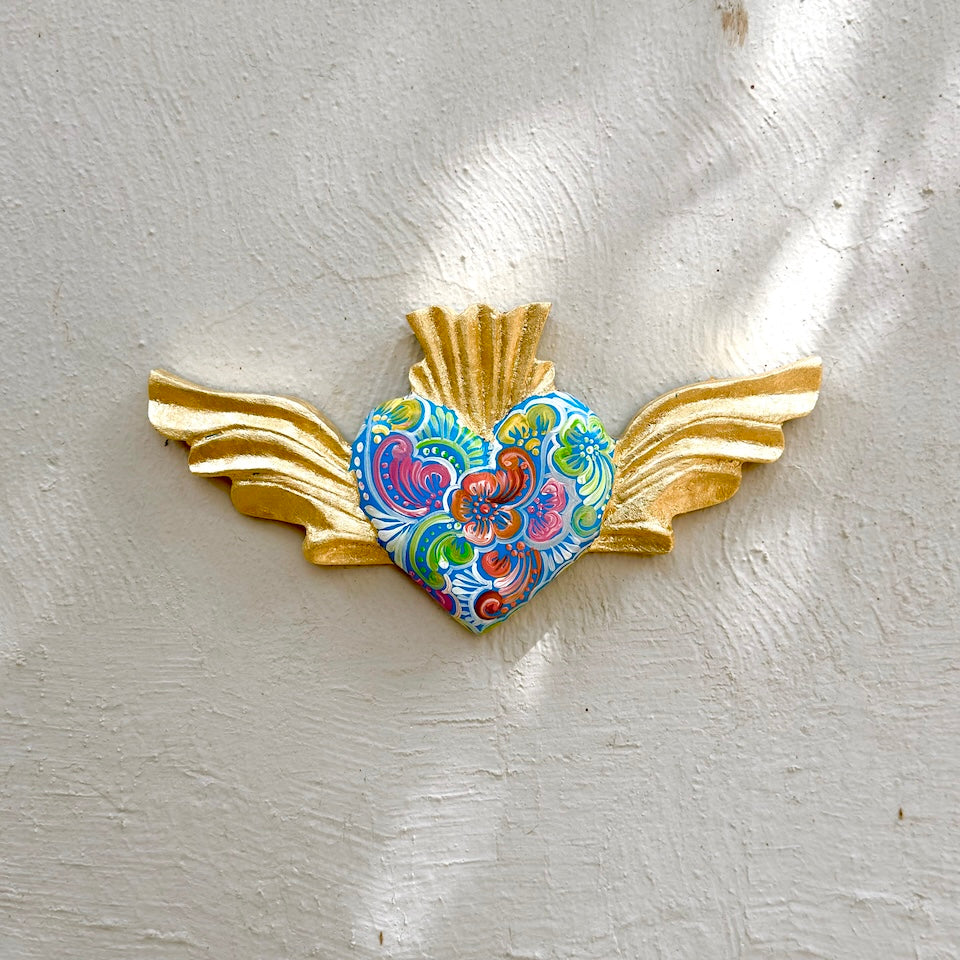 Talavera Inspired Heart With Wings