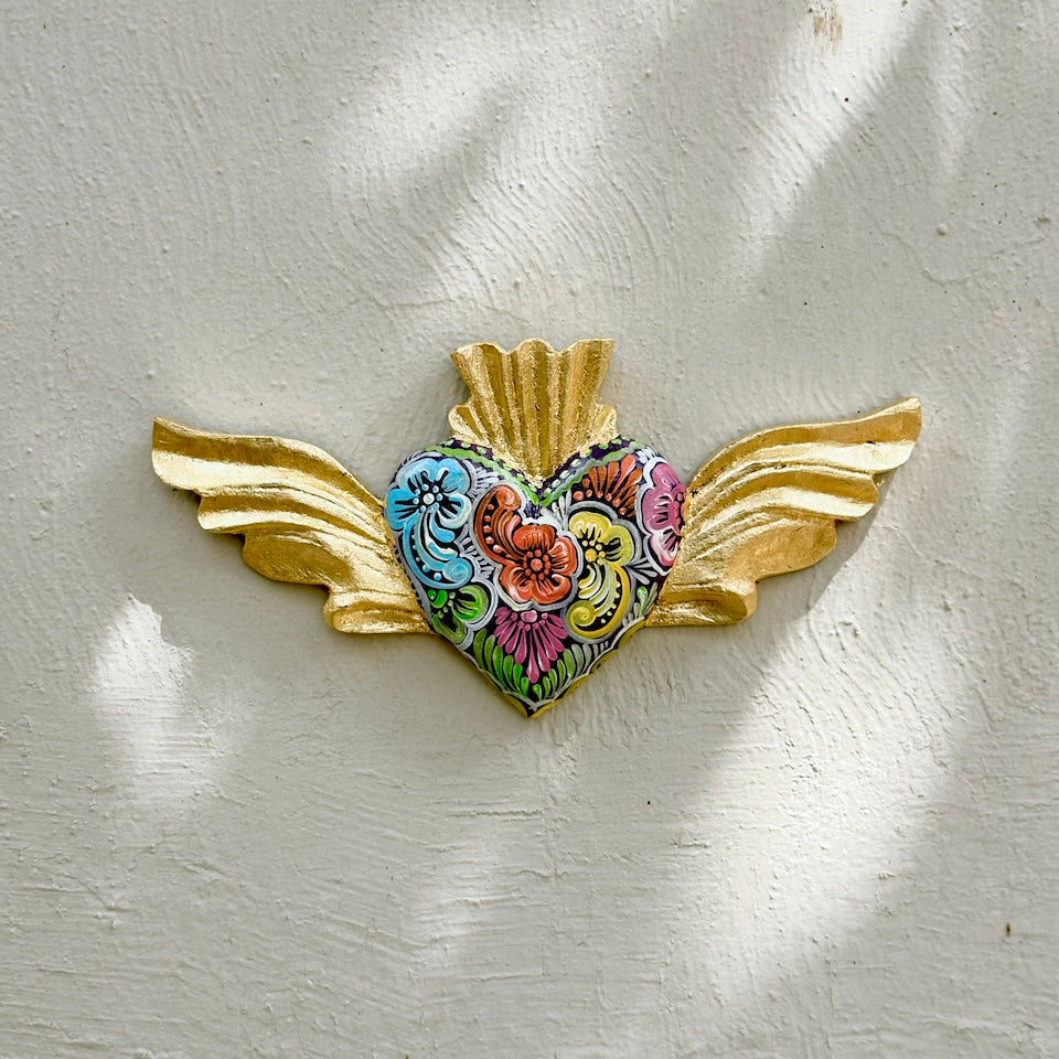Talavera Inspired Heart With Wings