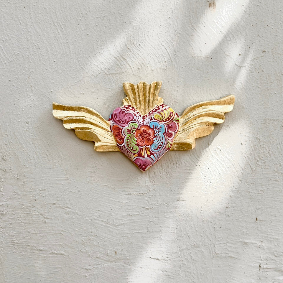 Talavera Inspired Heart With Wings