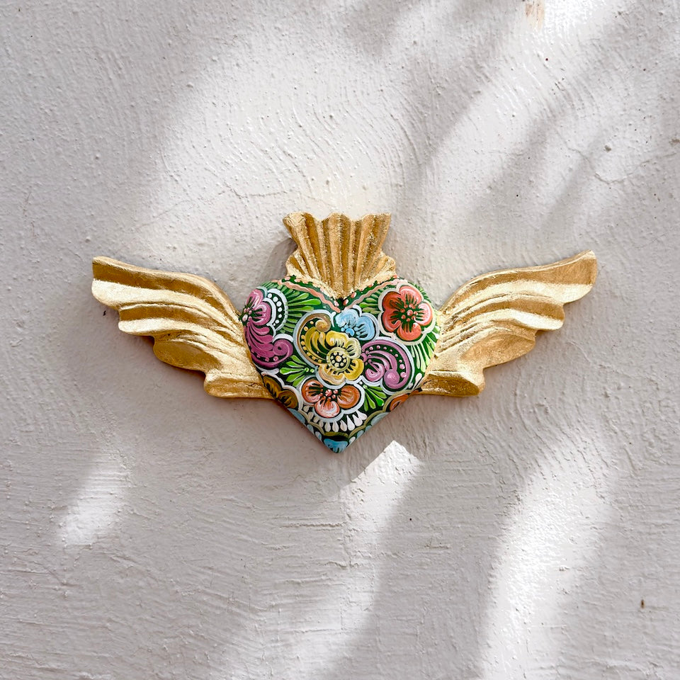 Talavera Inspired Heart With Wings