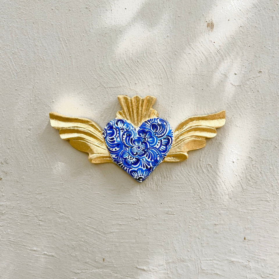 Talavera Inspired Heart With Wings