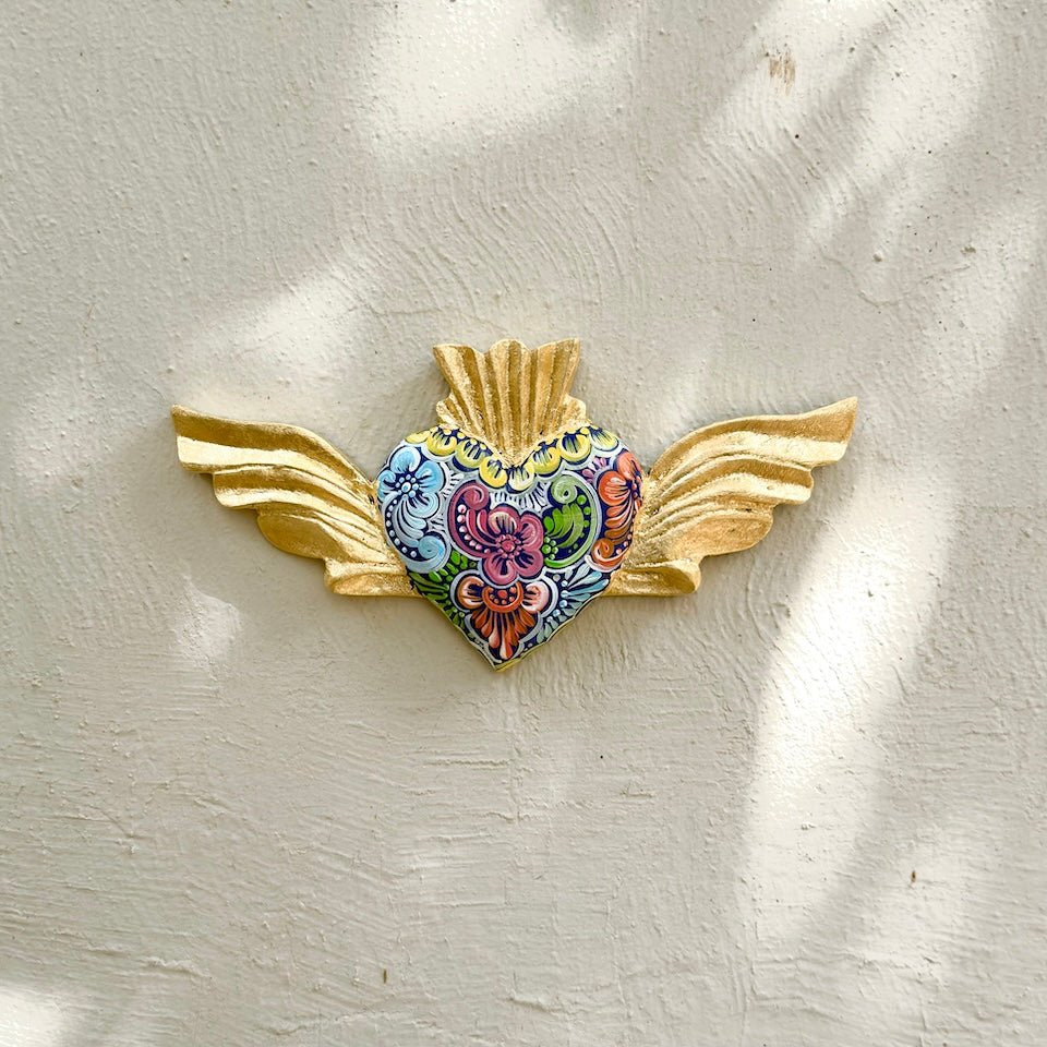 Talavera Inspired Heart With Wings