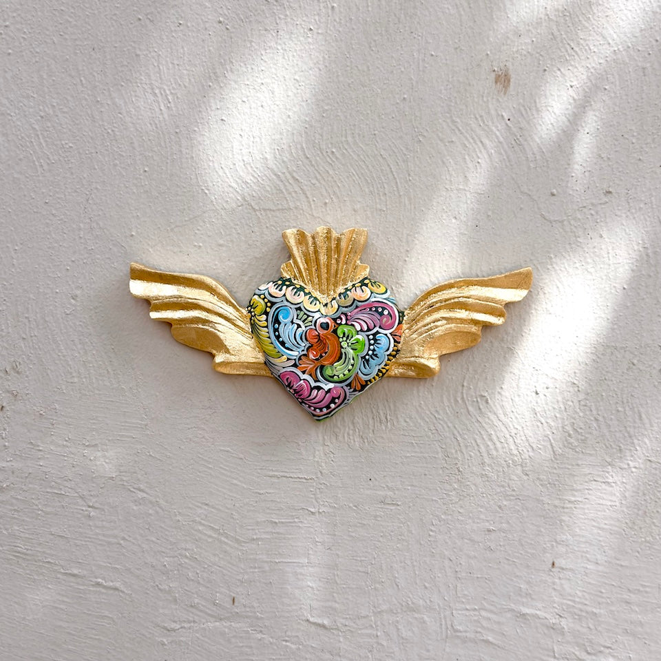 Talavera Inspired Heart With Wings