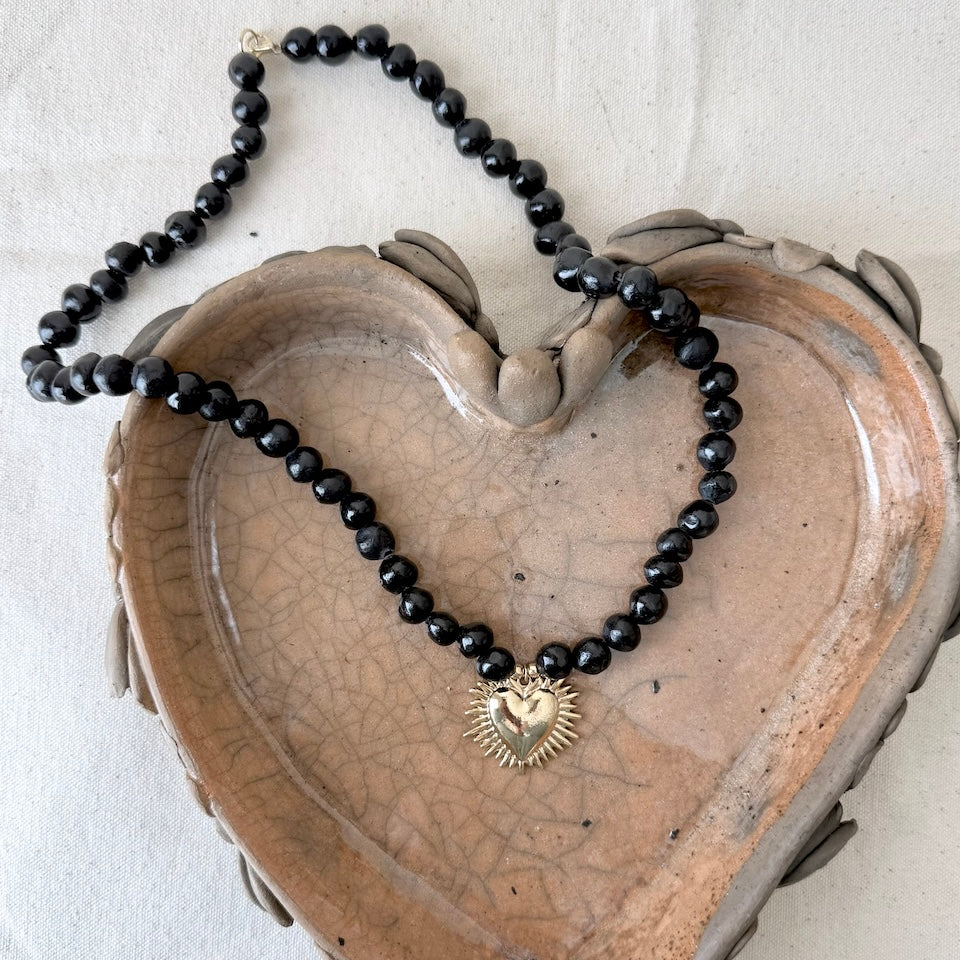 Barro Negro Gold Sun Heart Necklace