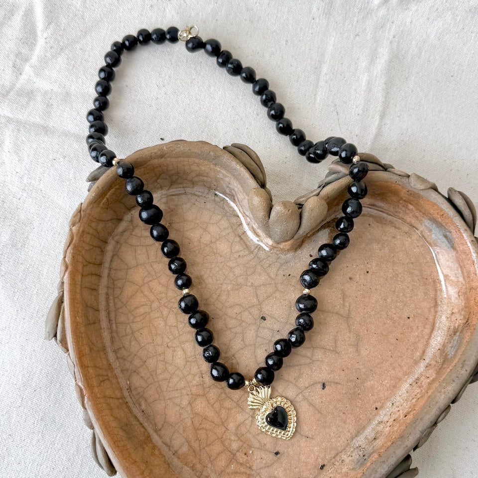 Barro Negro Sacred Black Heart Necklace