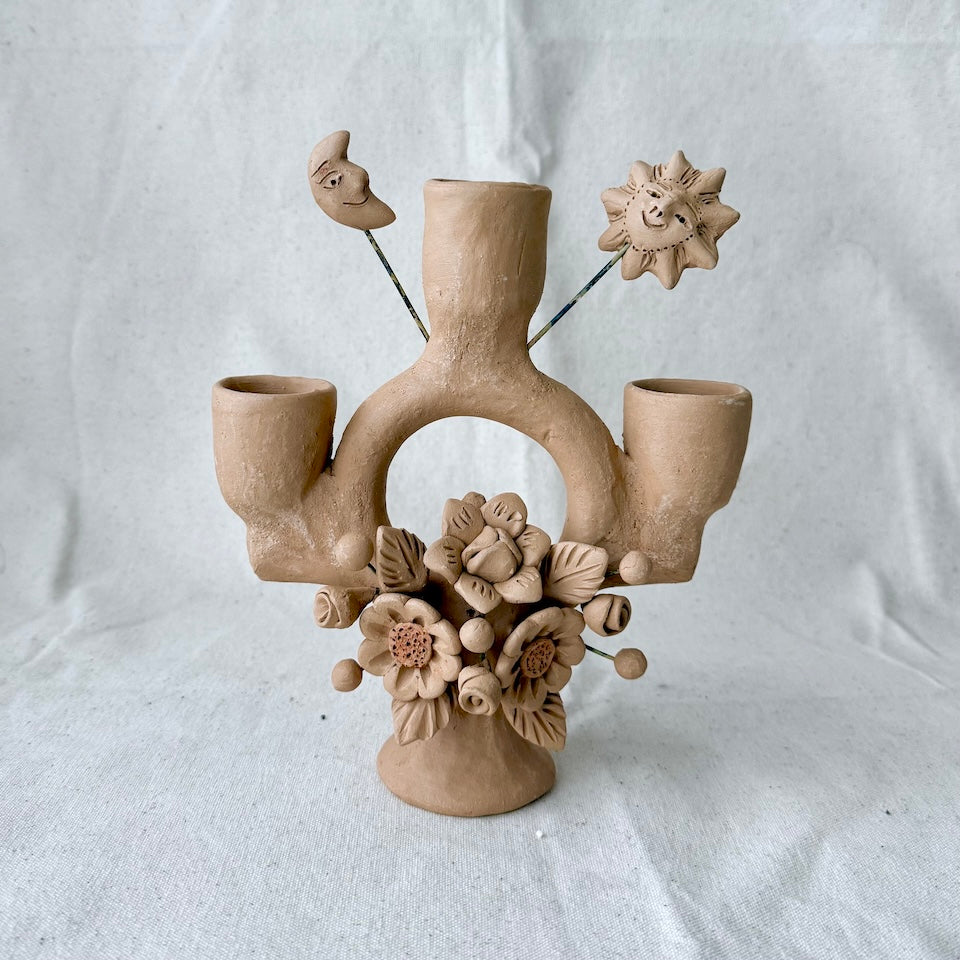 Sol y Luna Natural Round Tree of Life Candle Holder