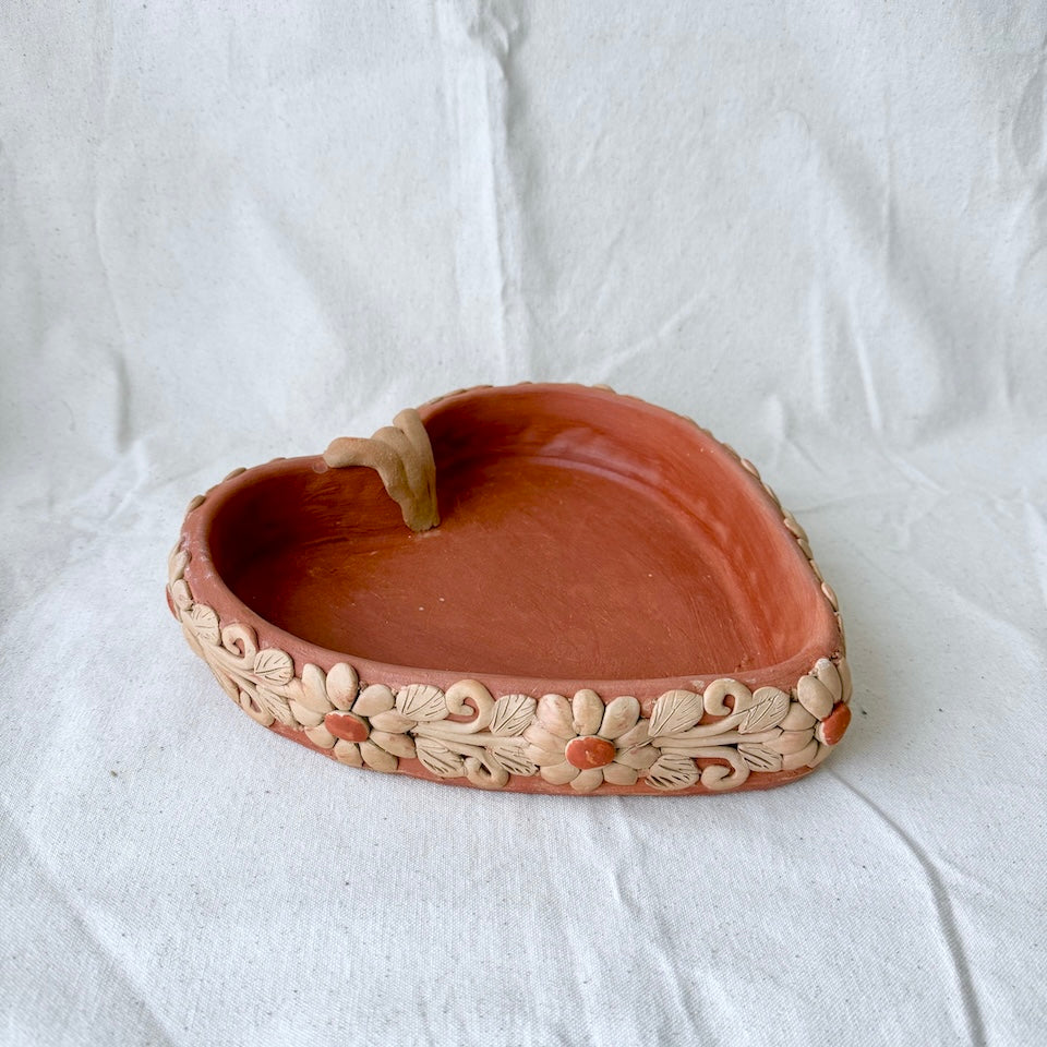 Large Red Heart Floral Dish