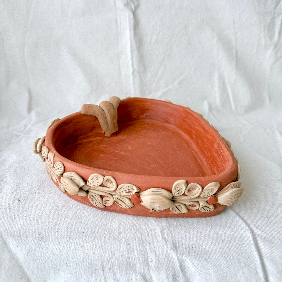Large Red Heart Floral Dish